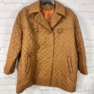 Women’s vintage plus size quilted puffer brown coat 2X pockets neutral